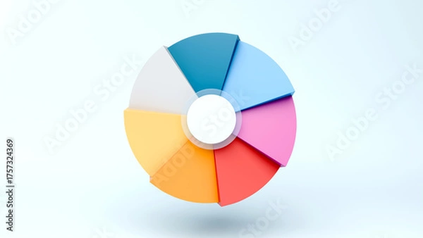 Fototapeta Business presentation round infographic, 7 step process to success and growth achievement, 3d render