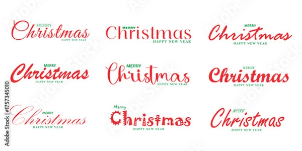 Obraz Merry Christmas Text for wishes. Christmas Greetings text for social media post and celebration