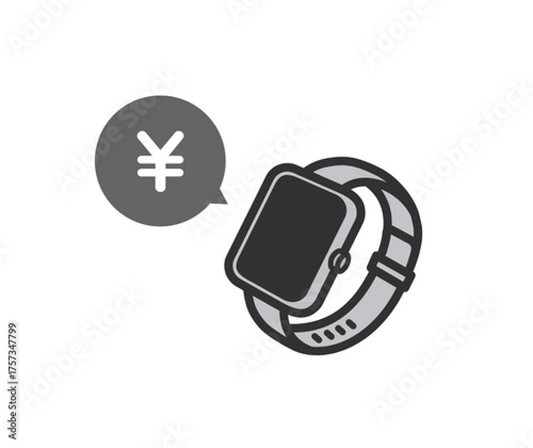 Obraz スマートウォッチ　決済　円マークのアイコンイラスト