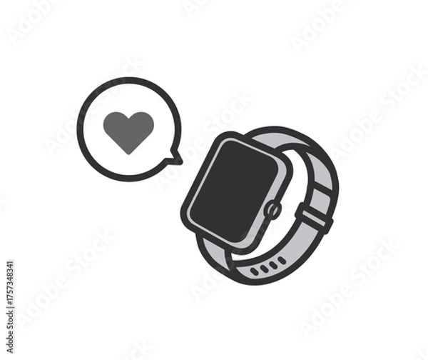 Obraz スマートウォッチ　ヘルスケア　ハートマークのアイコンイラスト