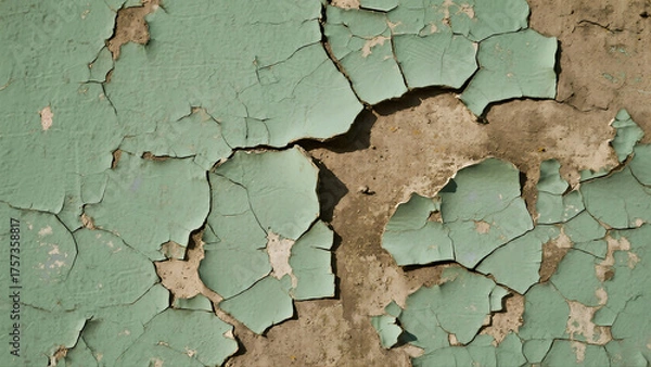 Obraz Peeling Green Paint Texture on Aged Wall Surface