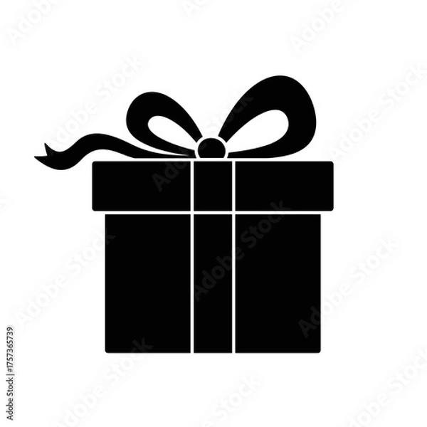 Obraz Gift box with untied ribbon in black silhouette for Christmas concept  