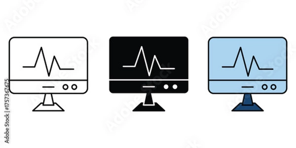 Fototapeta EKG monitor icon vector set. heart rate electrocardiogram screen machine symbol. use for website or apps elements.