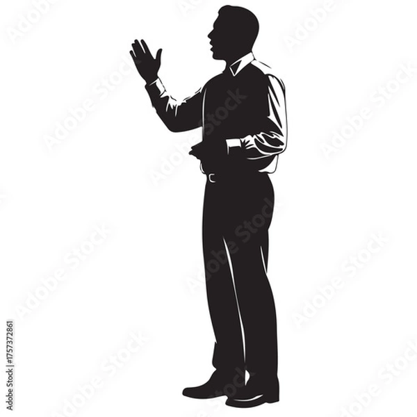 Fototapeta Profile Silhouette of a Man Gesturing while Speaking