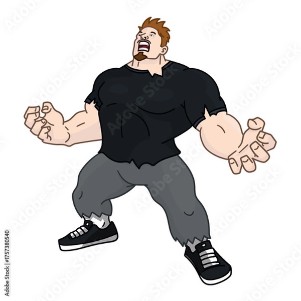 Fototapeta Gestresster Mann verwandelt sich in wütende Version seiner selbst Symbol für Kontrollverlust und Wut im Berufsleben Vektorillustration
