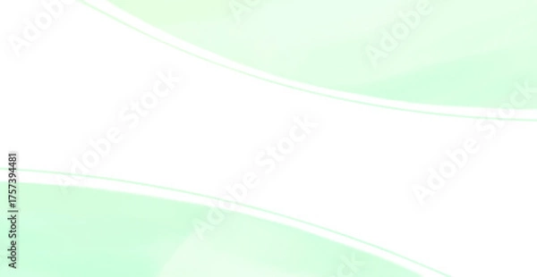 Obraz パステルな緑色の水彩で描かれた曲線デザインの背景フレーム