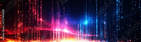 Fototapeta data visualization abstract made of luminous lines and dots forming grid patterns.