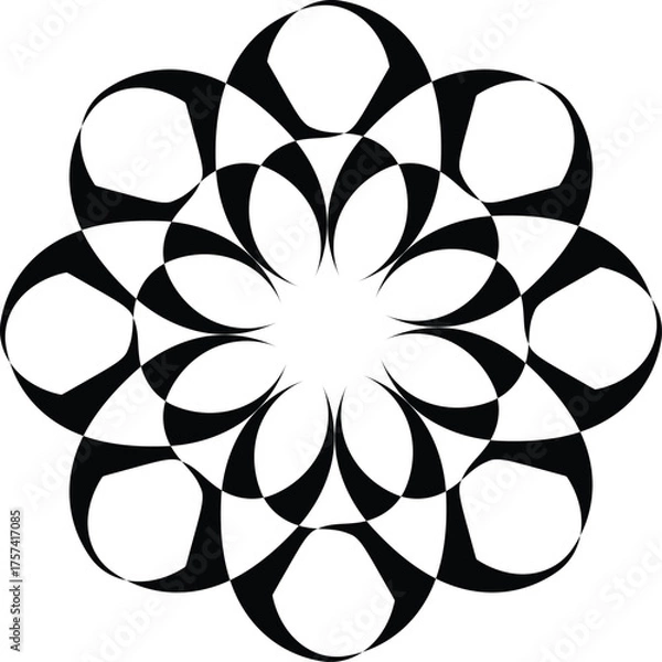 Fototapeta  a black and white geometric pattern that resembles a mandala or a mosaic. It is a type of decorative design often used in art and various crafts. 
