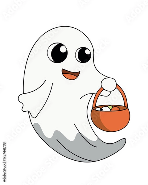 Obraz Happy Halloween Ghost Character Vector eps