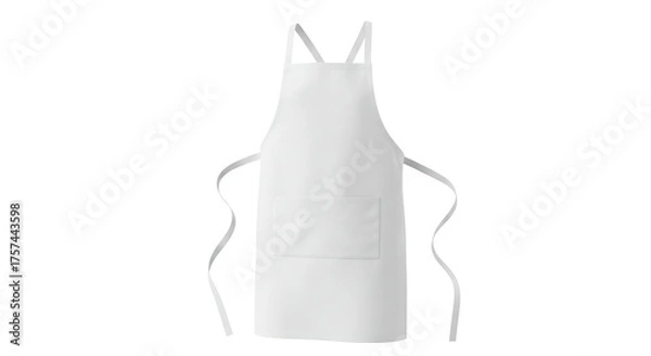 Fototapeta A white apron with a pocket and straps positioned against a plain white background
