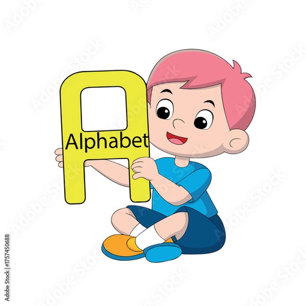 Obraz Kid Learning Alphabet Letter A Vector Art