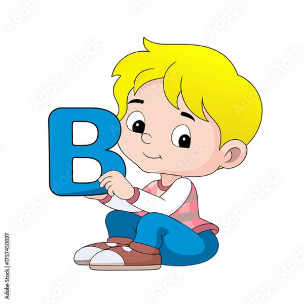 Obraz  Child with Letter B Educational Graphic
