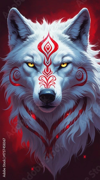 Obraz Mystical white wolf.