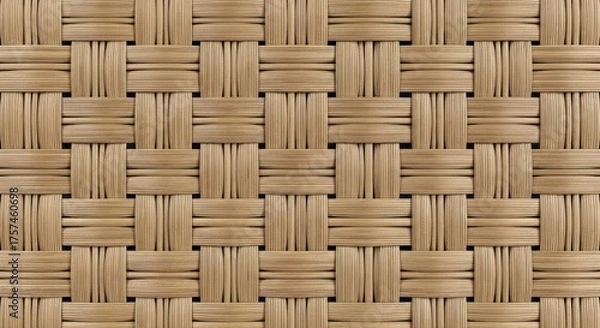 Fototapeta Intricate Light Brown Woven Rattan Texture: Seamless Basket Weave Pattern Background