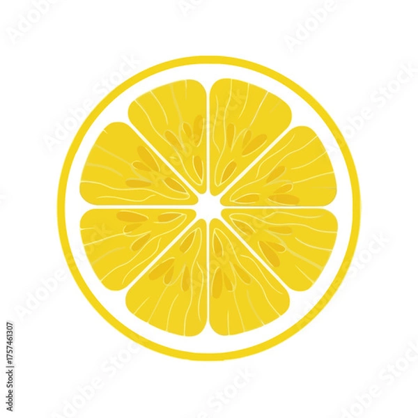 Fototapeta Fresh citrus slice abstract geometric design vibrant yellow fruit round shape healthy food art vector