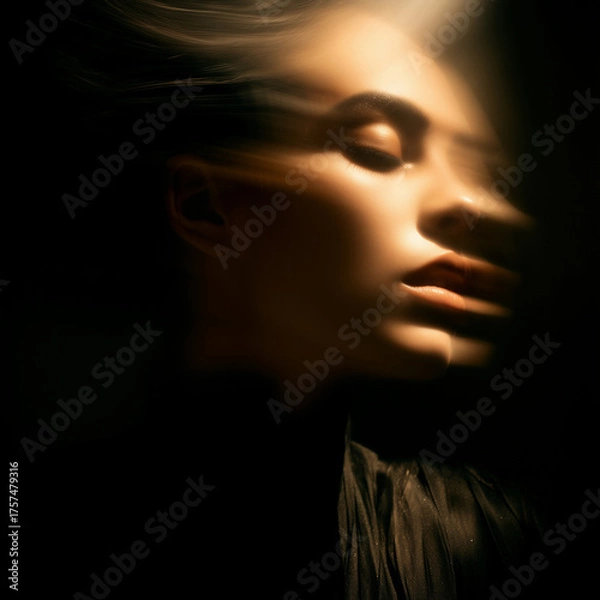 Obraz Dramatic Female Portrait with Soft Light and Motion Blur