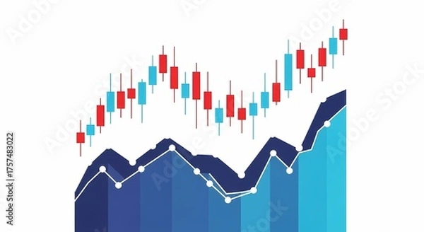 Obraz Uptrending Stock Market Candlestick Chart and Financial Growth Graph
