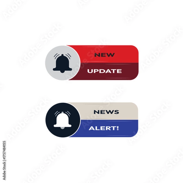 Obraz Notification alert button design, new update message icon, modern banner for web 