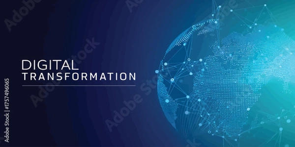 Fototapeta Abstract digital globe with a glowing network of connections for technology concepts