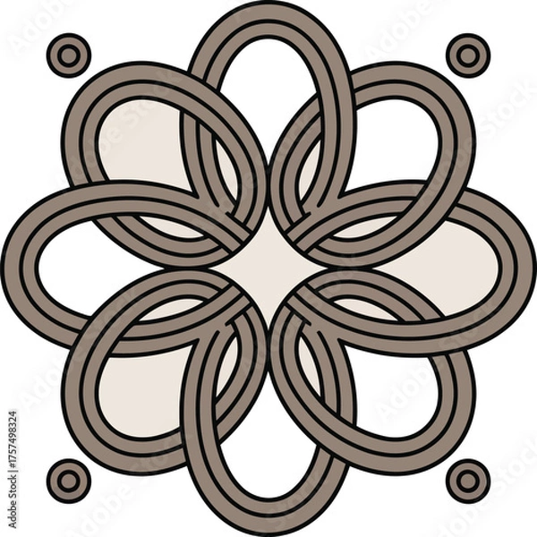 Fototapeta Intricate celtic knot flower design elegant intertwined pattern with symmetrical beauty