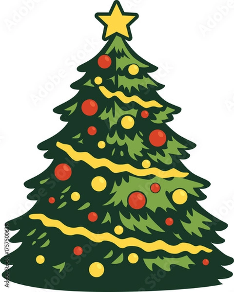 Obraz christmas tree retro vintage illustration design