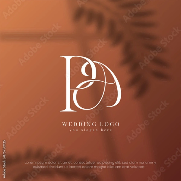 Fototapeta PA initial wedding monogram template logo
