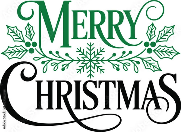 Obraz Merry Christmas typography set lettering vector designs 