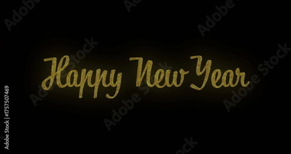 Fototapeta Happy New Year text image over golden glitter background