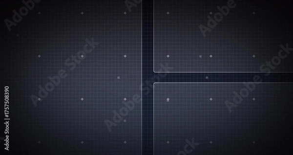 Fototapeta Displaying intersecting thicker grid lines on schematic panel, with crosshair markers  and  square d