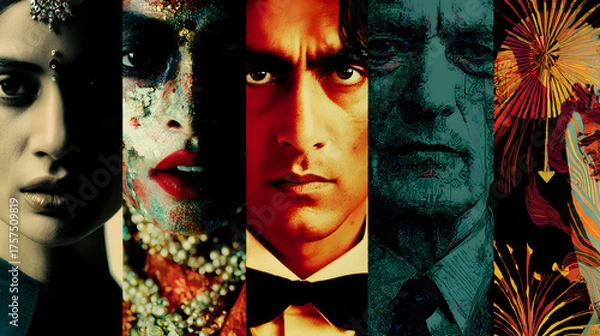 Obraz Vivid world cinema collage highlighting cultural diversity and artistic expression in global film
