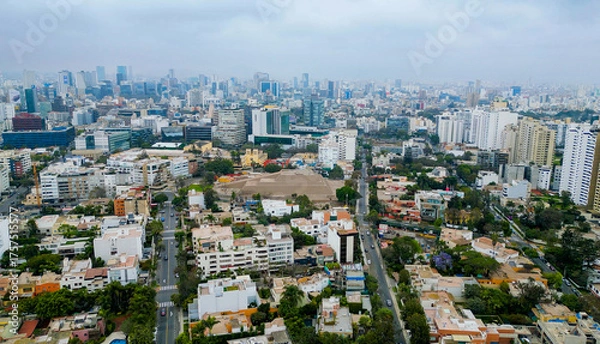 Fototapeta Huallamarca archaeological site museum in San Isidro Lima on a cold winter day.