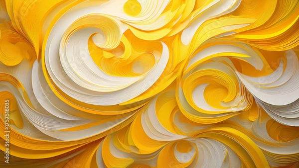 Obraz Abstract Swirls of Yellow and White Modern Art Background
