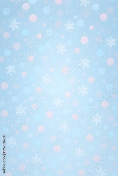 Fototapeta abstract blue  background with snowflakes backdrop vertical