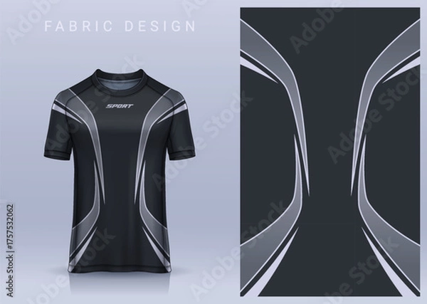 Obraz Fabric textile design for Sport t-shirt, Soccer jersey mockup for football club. uniform front view.	