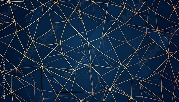 Obraz Abstract Geometric Network Pattern with Interconnected Lines on a Dark Blue Background
