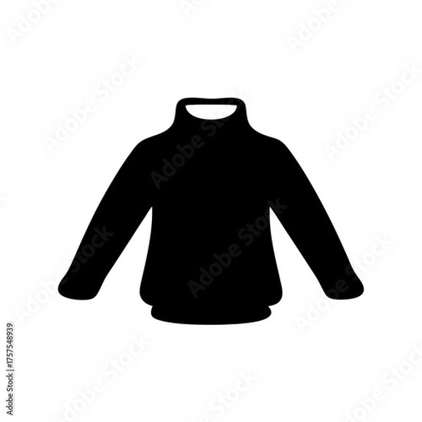 Obraz Black silhouette illustration of a turtleneck sweater isolated on a white background