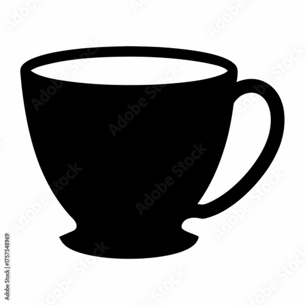 Obraz Stylized black silhouette of a teacup or coffee cup with liquid