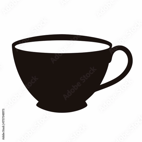 Obraz Minimalist black and white teacup or coffee cup with curved handle design