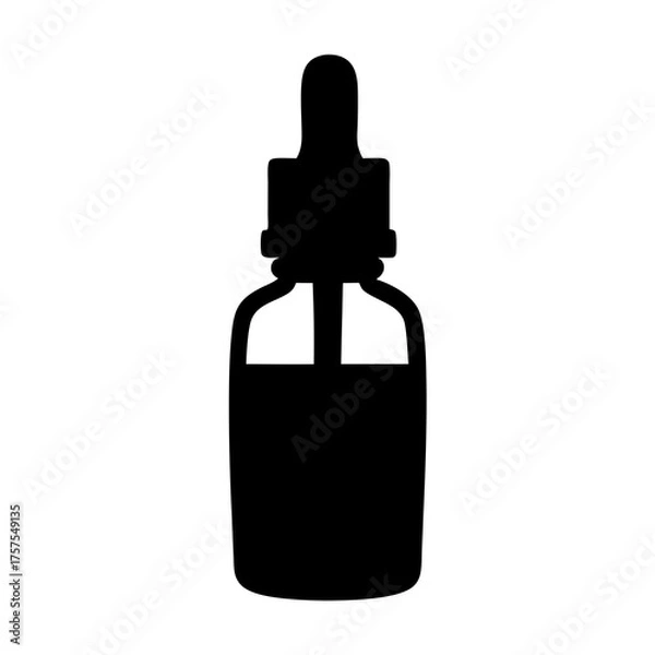Obraz Silhouette of a dropper bottle used for essential oils and medicine