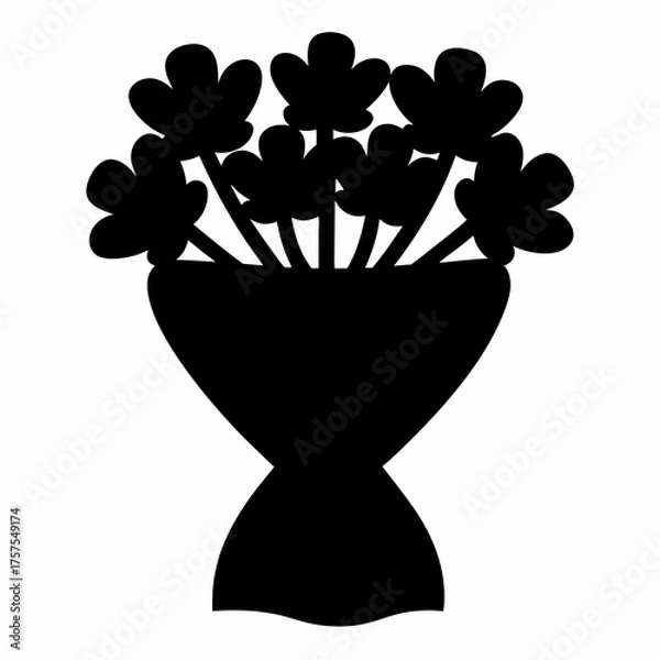 Obraz Striking Silhouette of a Floral Bouquet in a Stylish Vase Design