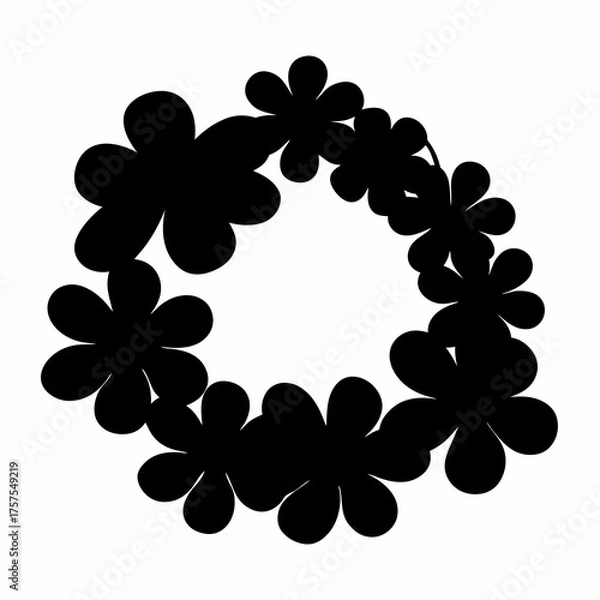 Obraz Floral Circle of Black Silhouettes Creates a Striking Visual Frame Design