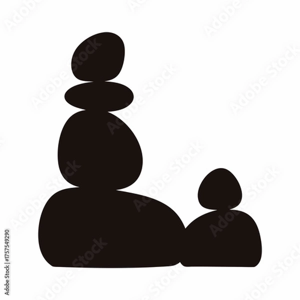 Obraz Minimalist Zen Stone Tower Silhouette Graphic for Serenity and Balance Design