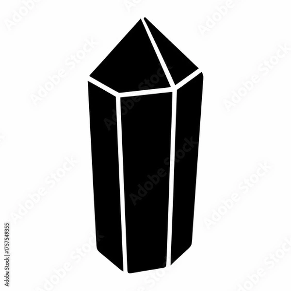 Obraz Monochrome geometric crystal drawing representing minerals, gemstones, or fantasy concepts