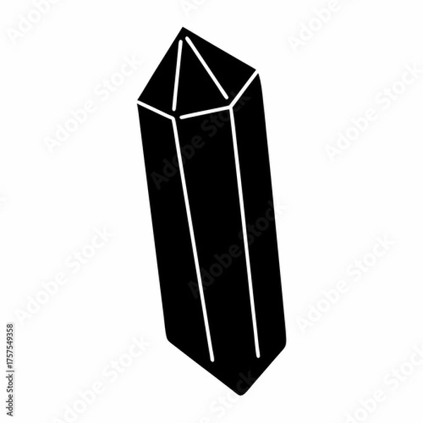 Obraz A monochrome stylized illustration of a crystal mineral on a white background