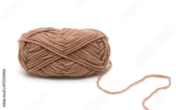 Obraz Brown knitting yarn isolated on white