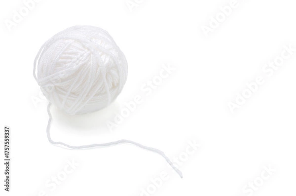 Obraz White knitting yarn isolated on white