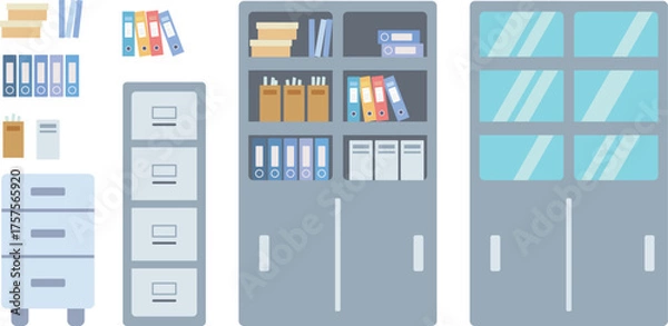 Obraz オフィスのキャビネットのイラストセット
