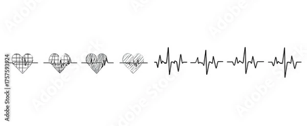 Obraz Heartbeats in grayscale, with EKG