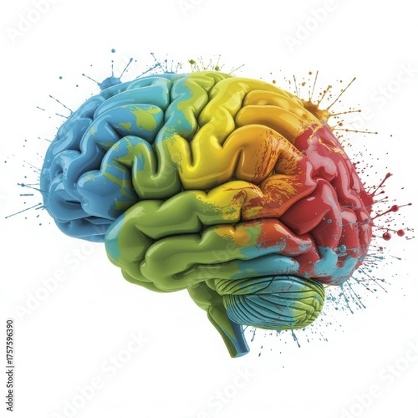 Fototapeta Colorful abstract brain art isolated on white background