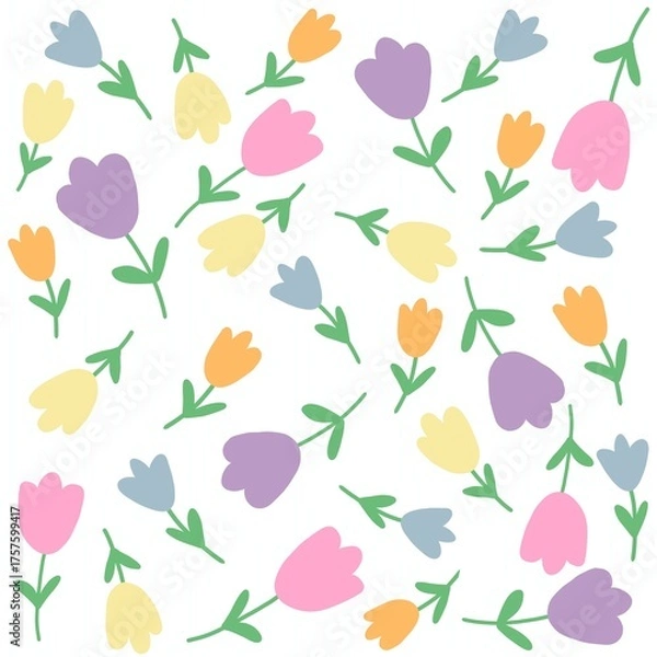 Obraz Cute pastel flowers seamless pattern
